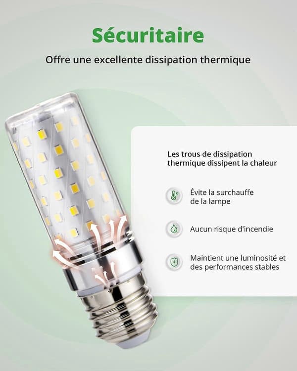 6-pack E27 Corn LED Bulbs 16W=150W Eq - 6000K Cool White 1600LM, Energy Saving, AC 220-240V Non-Dimmable Indoor Lighting