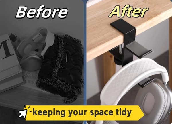 1-PACK Hörlursställ för skrivbord, klämma i aluminiumlegering för headset (silver)