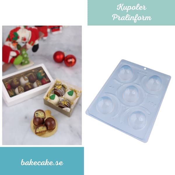 Pralineform Kuppel Chokoladeform - BWB 41 - Special 3-delt form Transparent transparent