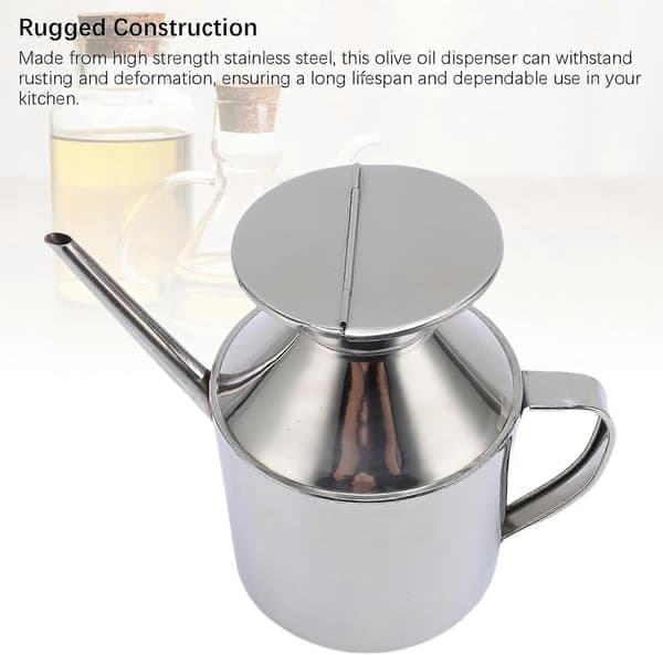 Olive Oil Dispenser 800ml Stainless Steel Can with Long Spout Leak-proof Drip-free Kitchen Container