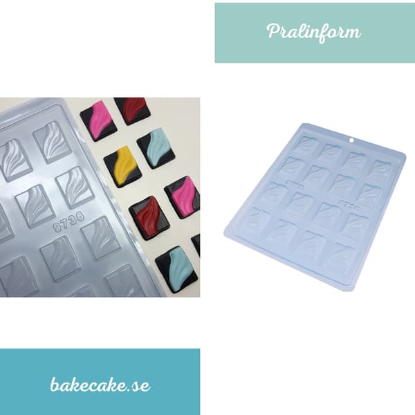 Pralinform Firkant Sjokoladeform - BWB 9736 Transparent transparent