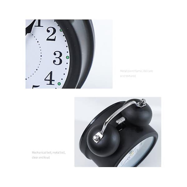 Digital metal alarm clock with small alarm clock, black