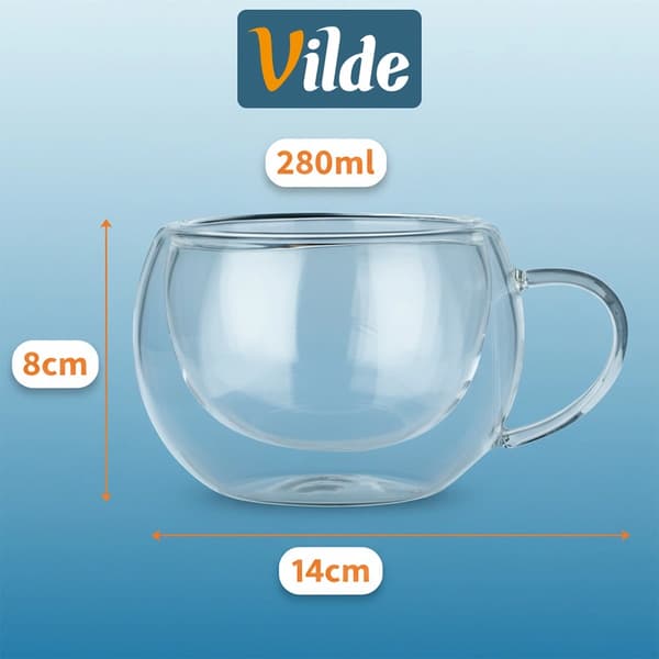 Dobbeltvæggede glas til kaffe og te, 280 ml, sæt med 2