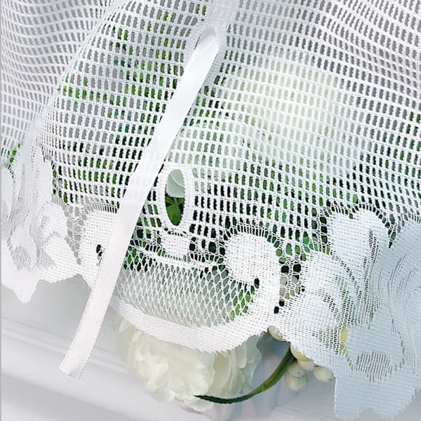 Tulle Curtains, Short, Sheer, Adjustable, Kitchen Curtains (White)