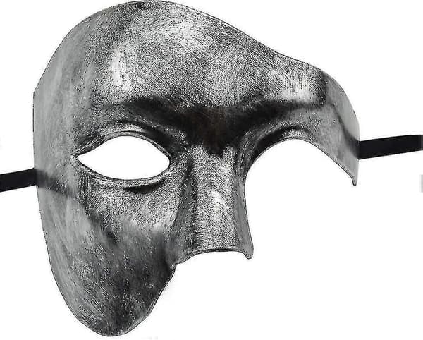 Miesten naamio, Halloween, Oopperan kummitus, hopea Silver