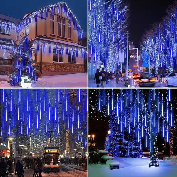 8 LED Meteorregnlys Utendørs, Juledekorasjon, Isdråpeeffekt, 8 Rør