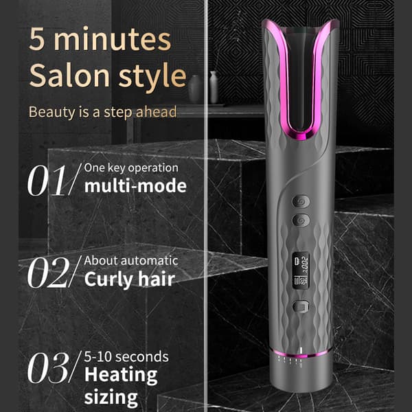 Automatic Rotating Curling Iron (150-200℃-Purple)
