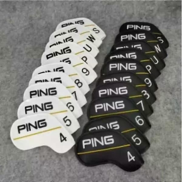 10-pack Golfklubba Järn Huvudskydd PING Klassisk Gul Linje 4-9+PWUS Magnetisk Stängning [DB]