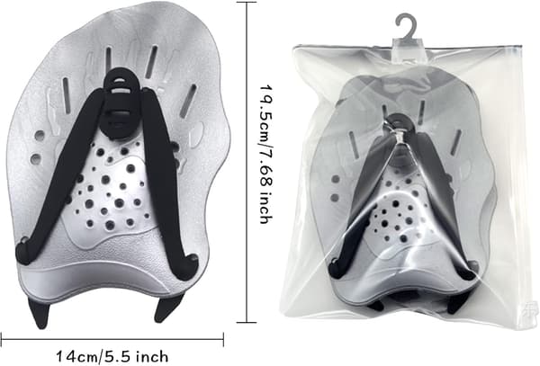 1 Pair Swim Gloves Paddles with Adjustable Straps Strength Training Pool Training Accessories Silver Silver Silver