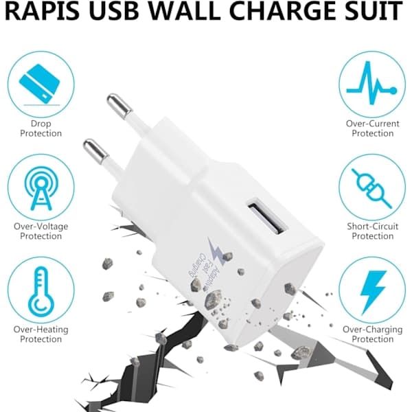 4-pak 5V-2A USB-strømadapter Universal hurtigoplader til iPhone 12/11/X 8/7/6, Samsung Galaxy S22 S21 S20 S10 S5 S6 S7 S8 S9/Edge/Plus