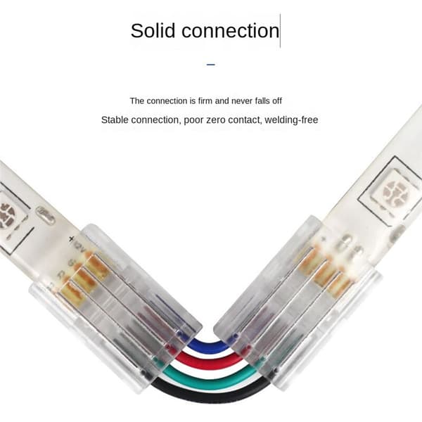 10 stk. L-formede 4-benede LED-stik 10 mm Loddefri adapterstik til 5050 RGB LED-strip