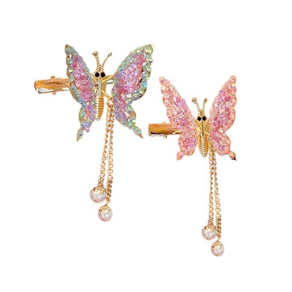 Rhinestone Butterfly Hairpin Butterfly Bangs Side Clip COLOR