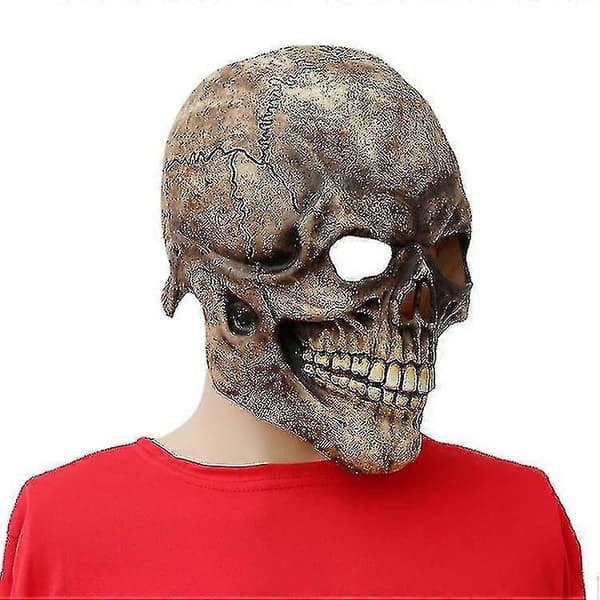 Pelottava pääkallonaamio mustalla hupulla Halloween-asuun