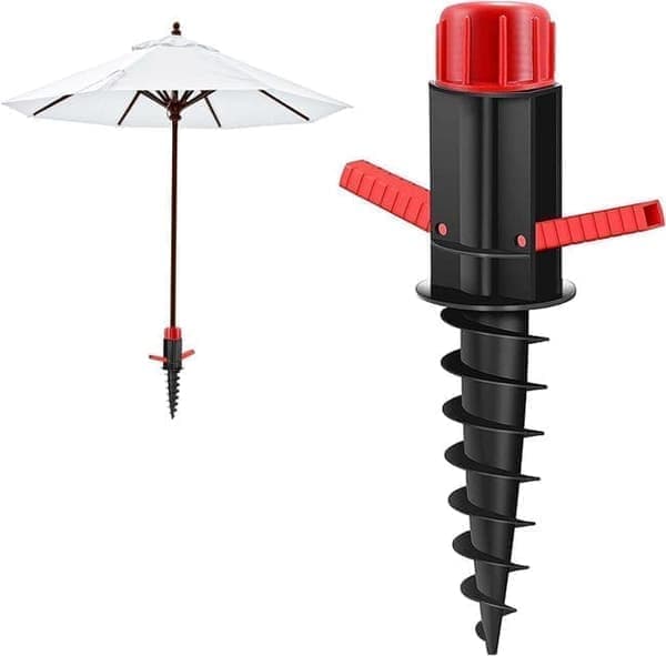 Parasolfod/Parasolanker – Jordbeslag til parasol, Passer til stænger 22-32 mm, Perfekt til strand, græsplæne