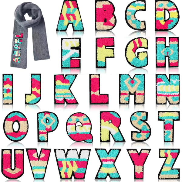 26 Red Letters Iron-On Embroidered Patches for Sewing