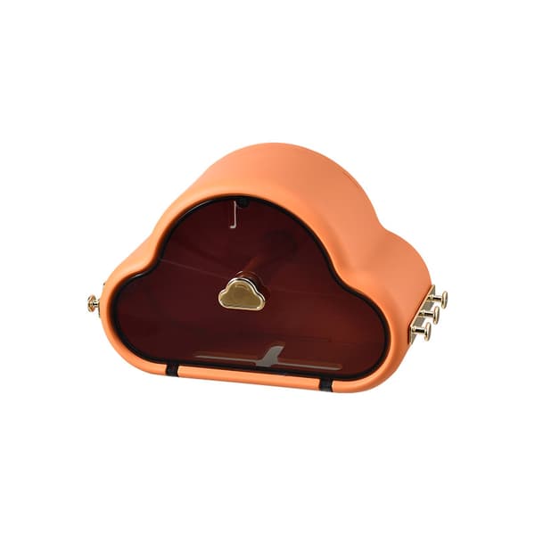 Wall-mounted tissue holder with side hooks, waterproof, vibrant orange, for bathroom