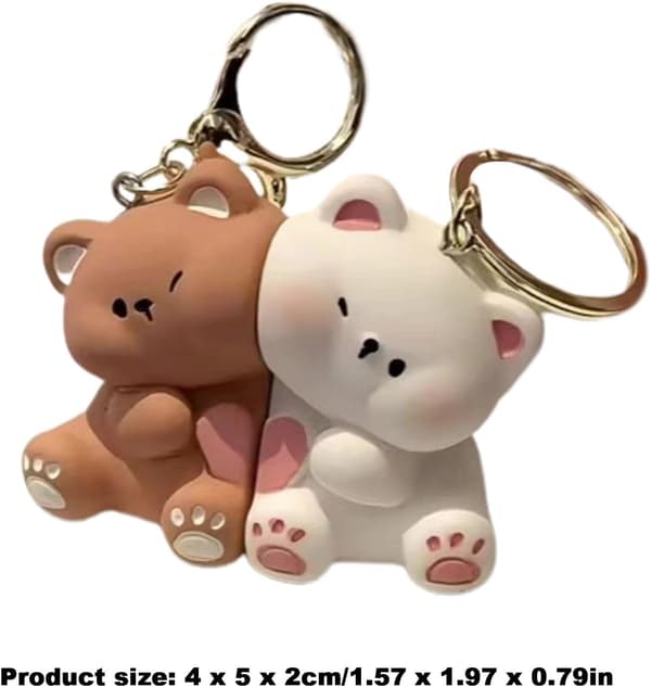 Matching Bears Keychains, Cute 2-pack Animal Keychain Pendant for Couples, Car Keychain for Boyfriend & Girlfriend