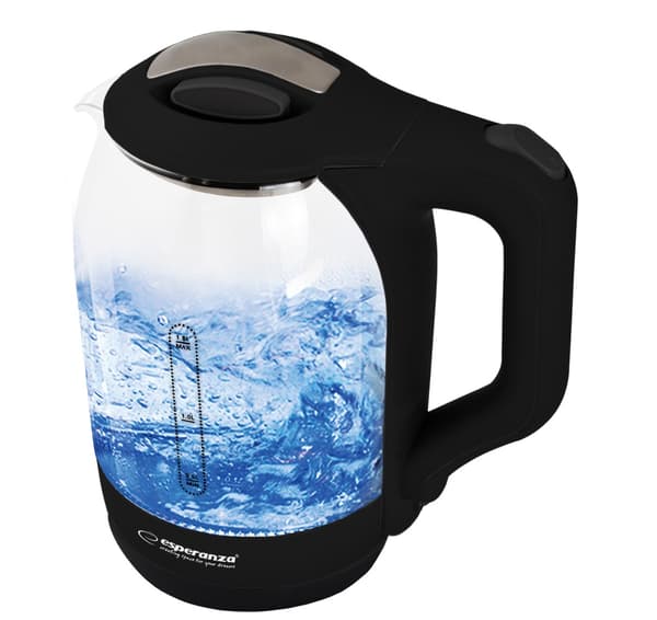 Esperanza Elkedel Glas Med Led Lys Yukon 1,7 L Sort 1237