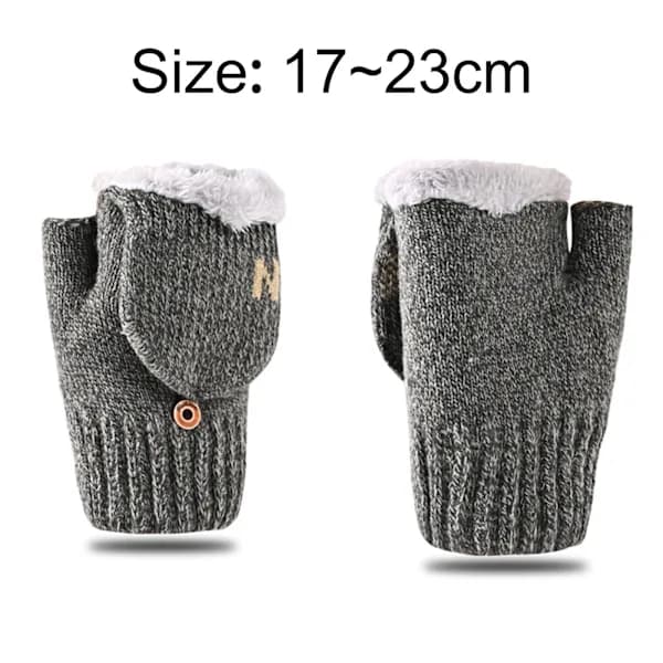Varma stickade vantar med flik, konvertibla fingerlösa vantar i varm polarfleece