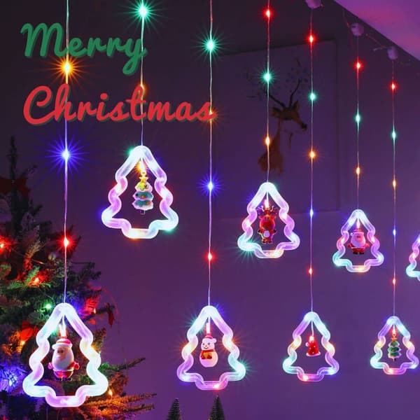 LED Christmas Lighting, 3M LED Christmas Decoration USB Light String with Hooks, Christmas Window Decoration Lighting, Indoor Curtain Flashing