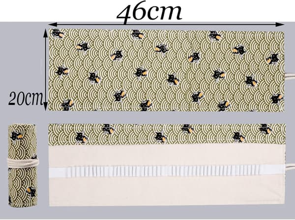 2 Pieces Canvas Pencil Case (36 Slots), Canvas Brush Case, Color