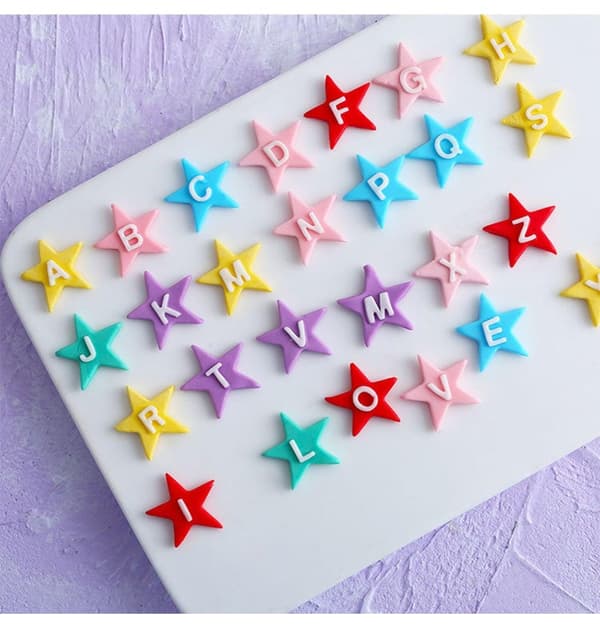 Tähdet Viirit Kirjaimet Aakkoset Silikonimuotti multifärg multicolor