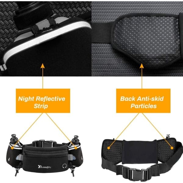 Hydration Belt with Water Bottles, Adjustable Sports Waist Pack for iPhones, Waterproof
