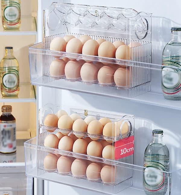 Egg Carton - Holds 30 Eggs - Refrigerator - Specific Egg Storage Box - Three