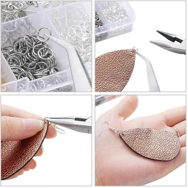 1128 dele øreringe gør materiale øreringe kit kroge springringe tænger pincet springring åbner DIY smykkeværktøjssæt