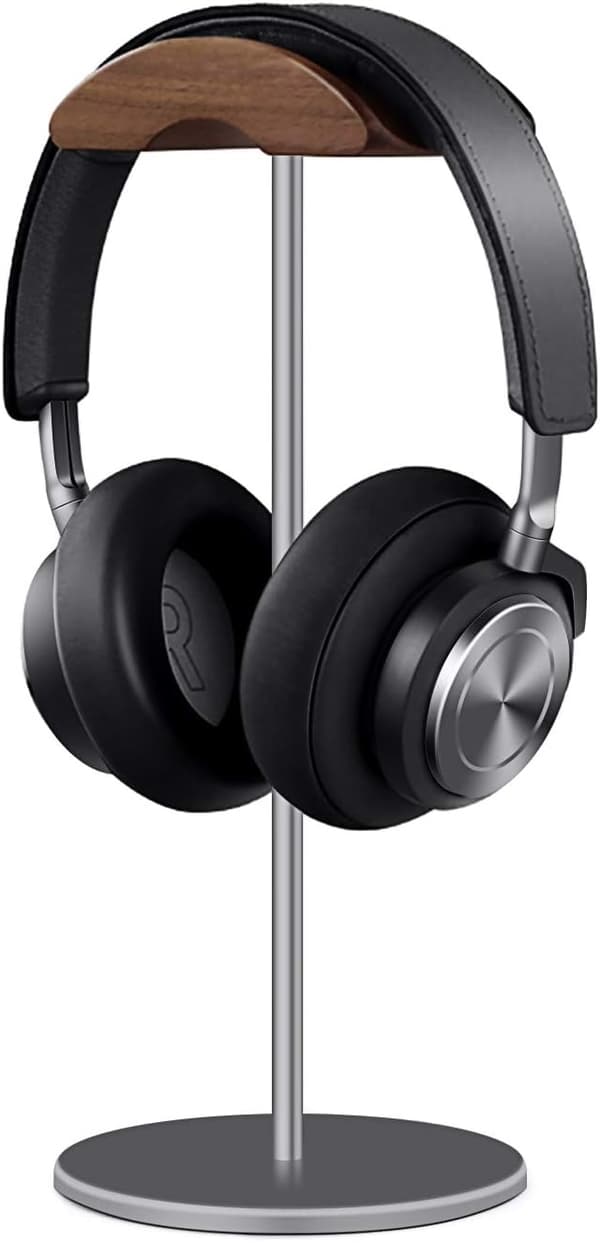 Headphone Stand Walnut Wood & Aluminum Headset Stand Natural Walnut