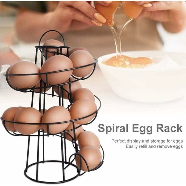 Spiral Metal Egg Holder - Egg Rack with Space for 12 Eggs - Compatible with Kitchen Storage