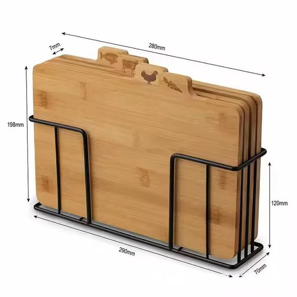 Bamboo Cutting Boards - 4 Cutting Boards in Stand / Cutting Board Set / Cut
