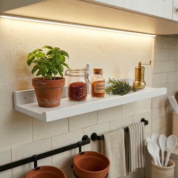 Walnut Wall Shelf - Wooden Picture Ledge, 40 cm