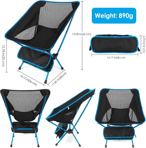 Foldbar campingstol, ultralet kompakt bærbar foldestol med bærbar opbevaringstaske, let