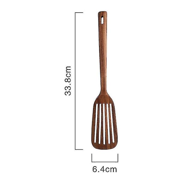 Träköksredskap för köket, 2 st träskedar och stekspade för matlagning, elegant, köksredskap används