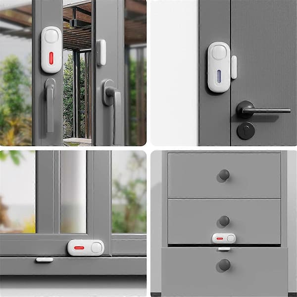 Wireless Door Open Alarms with Remote Control, Door Security Sensor, Doorbell, Window Alarm, Pool Door Alarm [DB] White White