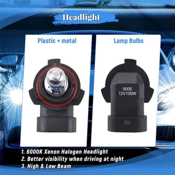 2 x 9006 HB4 HID Halogen Lampe Pære 100W 6000K 12V Hvit Bil