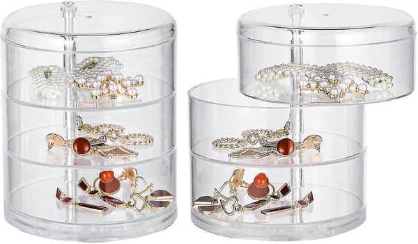 Transparent Jewelry Box, Dressing Table Accessory, 1 X 4-layer Jewelry Storage Case, Transparent, Approx.