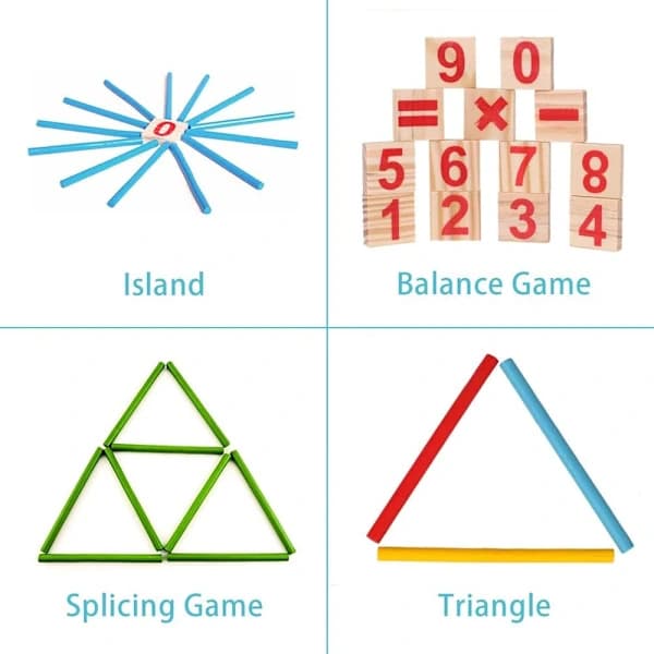Montessori matematikkleketøy, digitale trepinner med telleblokker