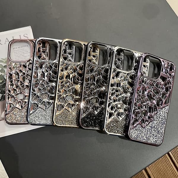 For iPhone 14 Pro Diamond Style Hollow Heat Dissipation Electroplated TPU Phone Case