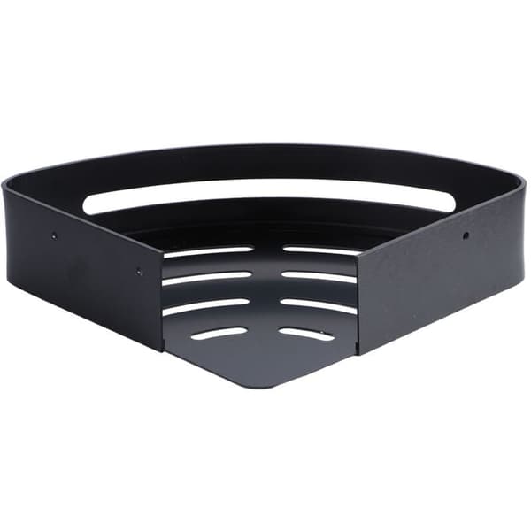 Double-layer wall-mounted aluminum storage shelf, corner shelf for home, bathroom, black.