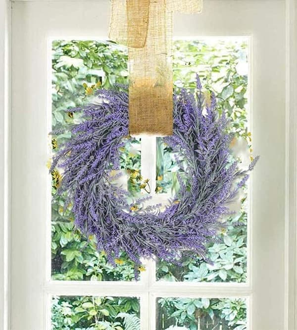 Artificial Flower Wreath Lavender Wreath Front Door Wreath Green