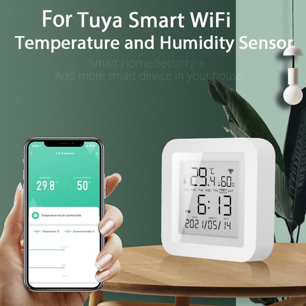 Wifi Termometer Hygrometer Innendørs Digital Temperatursensor, Kompatibel med Tuya Smart, 1 Sett