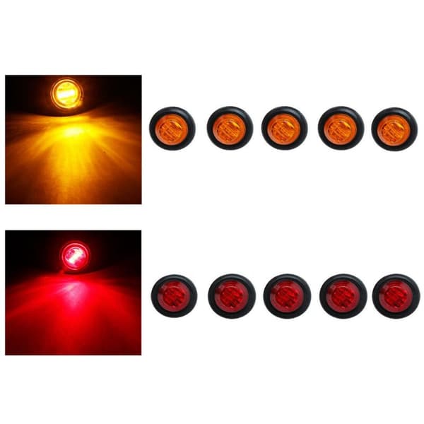 10X 3/4 tommer frigangslamper 12V LED sidemarkeringslys rund trailer lastbil rød