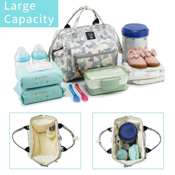 Small Diaper Backpack, Mini Diaper Backpack and Diaper Shoulder Bag with Insulated Pocket Camouflage Camouflage