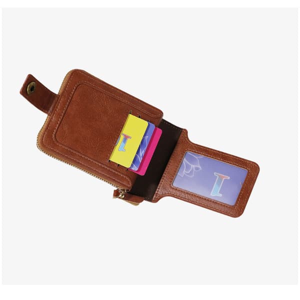 Compact and Elegant PU Leather Wallet Brown Svart