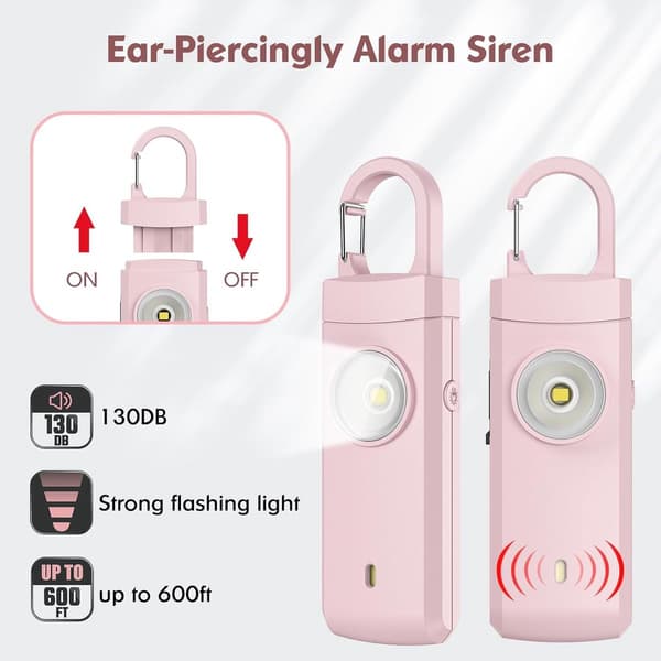 Personal Alarm - 2-pack - Powerful 130 dB Sound & Bright Flash - Personal Safety Alarm - Self-Defense