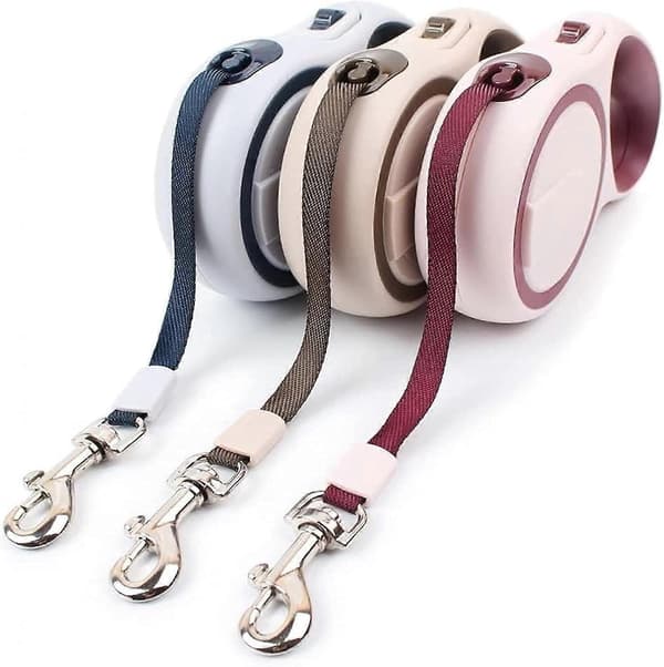 Hundebånd, Kraftig innfellbart bånd, Knappebrems og lås, Sklisikkert håndtak, Perfekt for små/middels store/store hunder