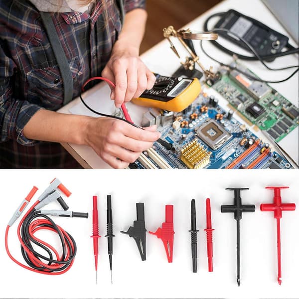 Elektroniskt testledningskit för multimeter testledningar sond elektronisk nålklämma set