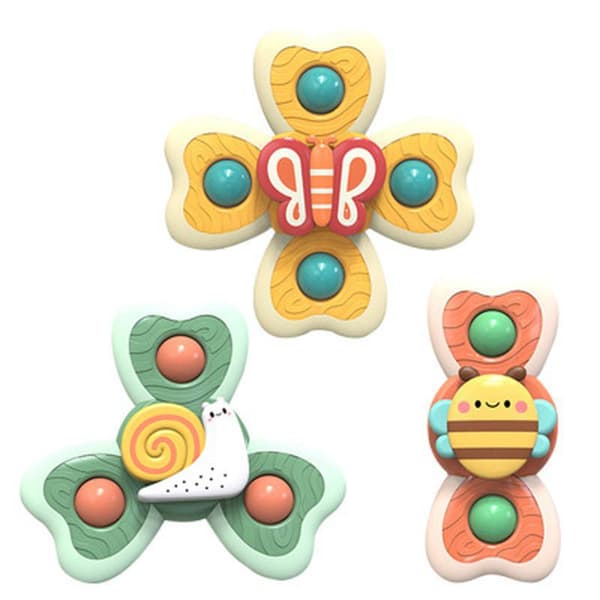 3 Pcs Baby Suction Cup Spinning Toys Bath Toys Multicolored